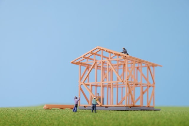 住宅の建築工事の模型