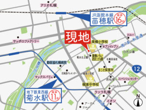 札幌市 白石区 菊水8条1丁目113-36 周辺地図