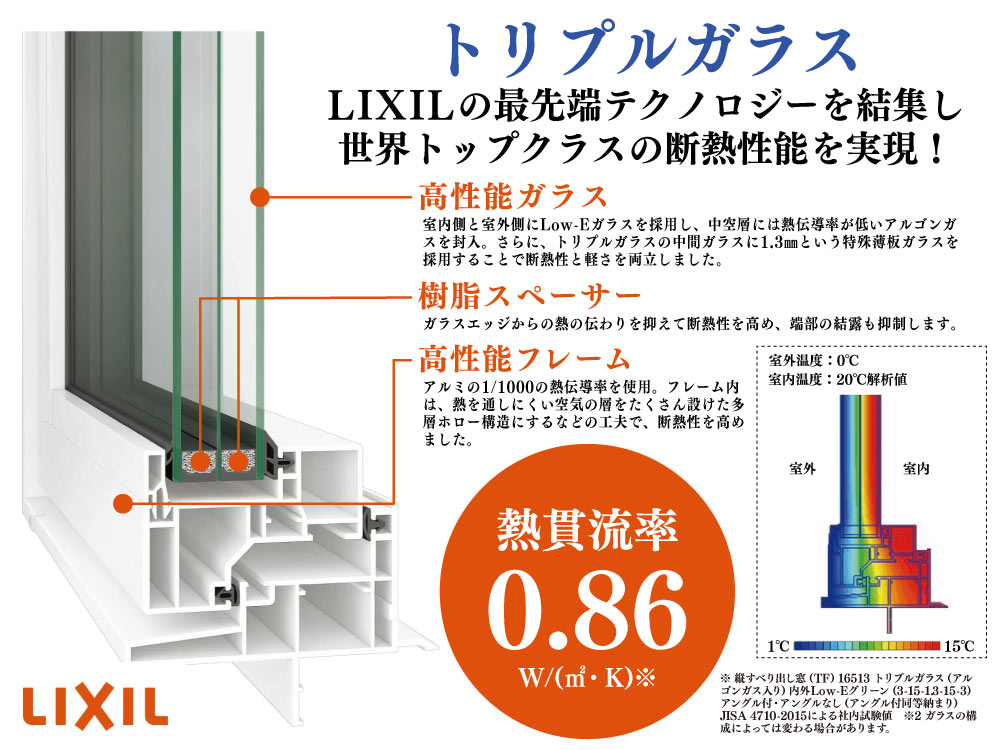 設備仕様 LIXIL トリプルガラス