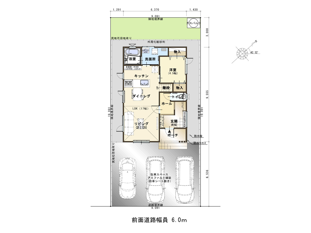 札幌 東茨戸のモデルハウス タンペレ 配置図