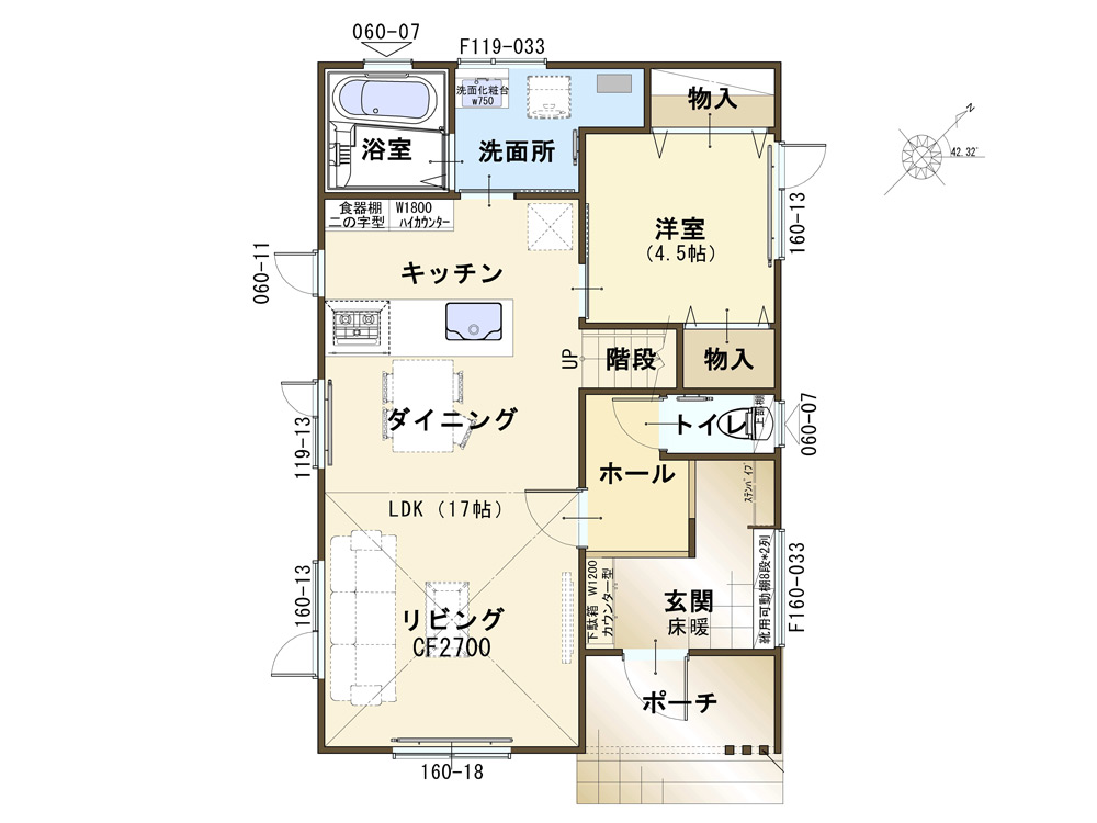 札幌 東茨戸のモデルハウス タンペレ 1階平面図