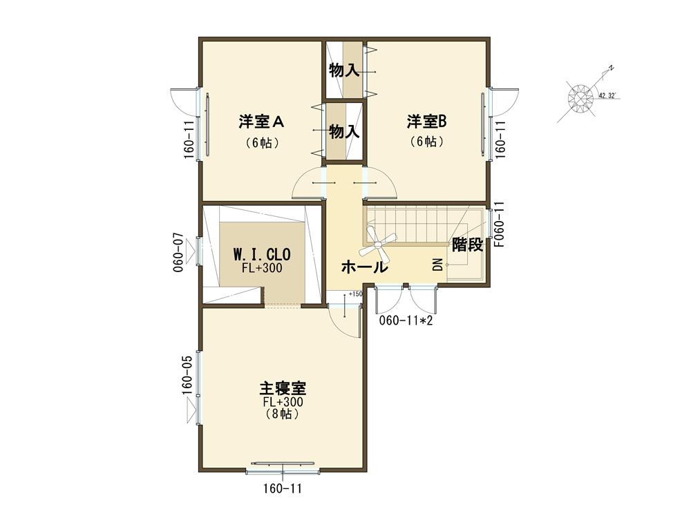 札幌 東茨戸のモデルハウス タンペレ 2階平面図