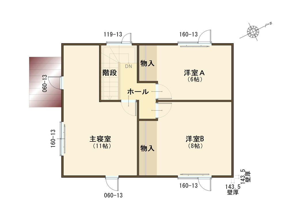 恵庭 島松本町のモデルハウス エルヴァス 2階平面図