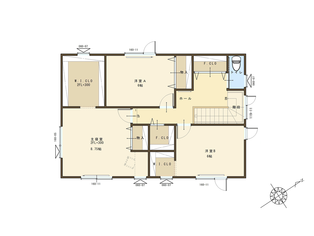札幌 清田9-3のモデルハウス ジャスパー 2階平面図