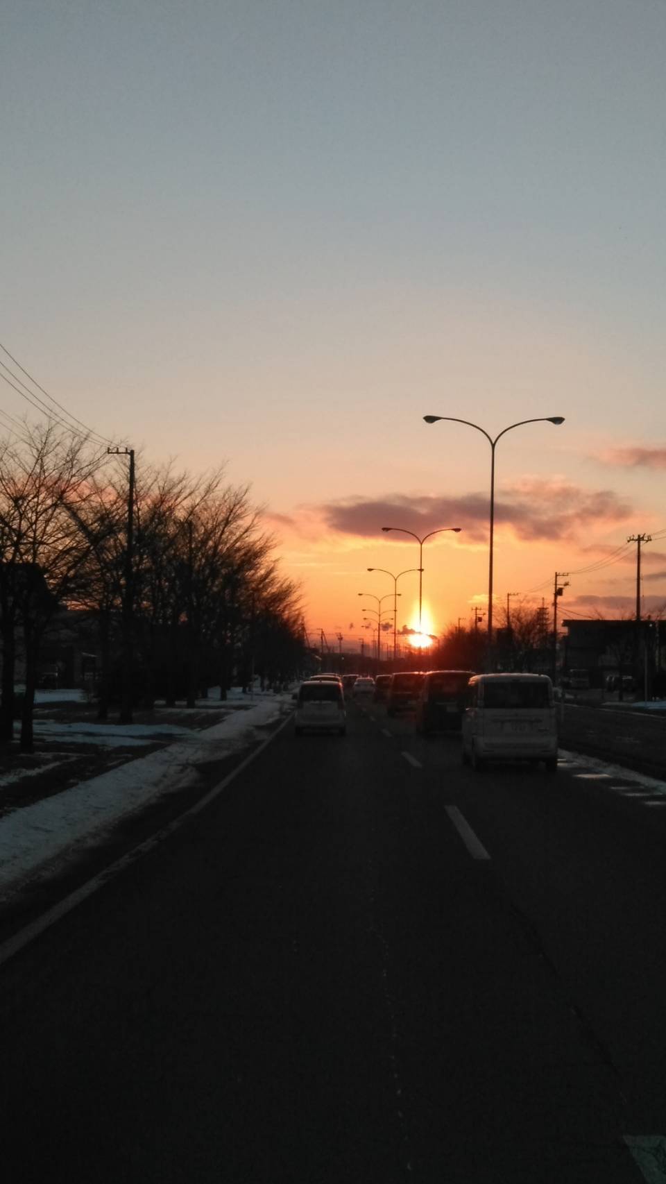 卵型に見える夕日