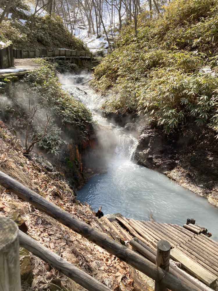 大湯沼川の天然足湯