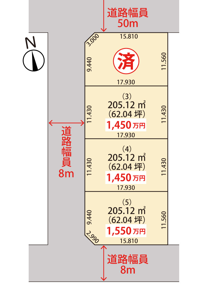 札幌市北区屯田6条8丁目【全4区画】